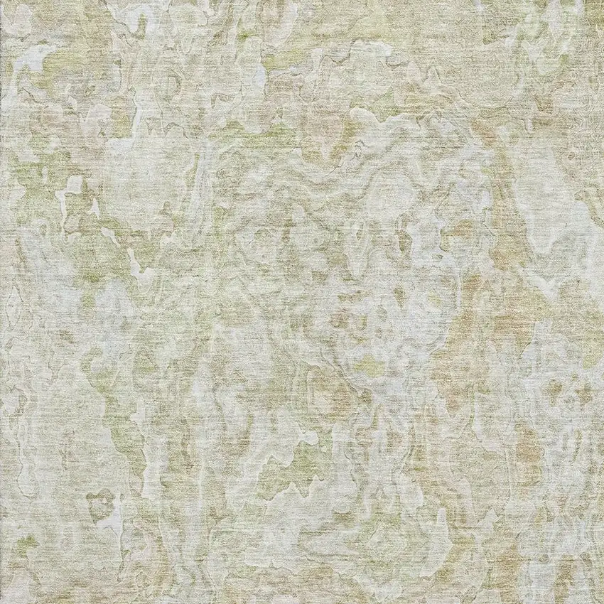 Beige And Silver Abstract Washable Area Rug With UV Protection Photo 3