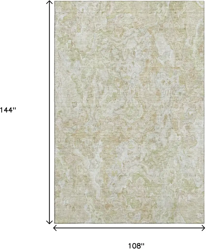 Beige And Silver Abstract Washable Area Rug With UV Protection Photo 3