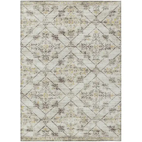 Beige And Sky Blue Geometric Washable Indoor Outdoor Area Rug Photo 2