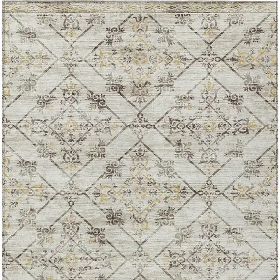 Beige And Sky Blue Geometric Washable Indoor Outdoor Area Rug Photo 6