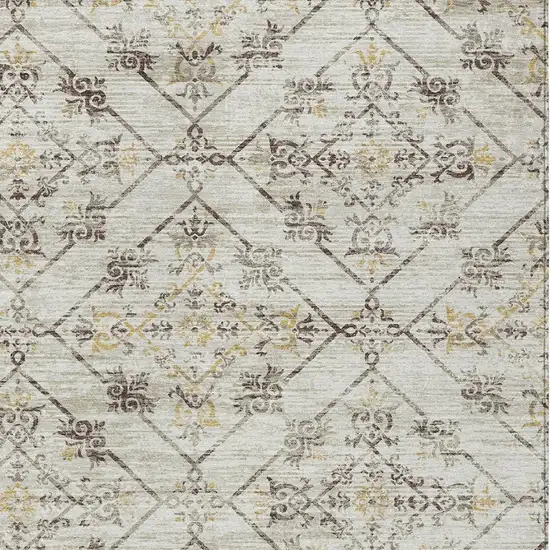 Beige And Sky Blue Geometric Washable Indoor Outdoor Area Rug Photo 5