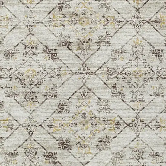 Beige And Sky Blue Geometric Washable Indoor Outdoor Area Rug Photo 4