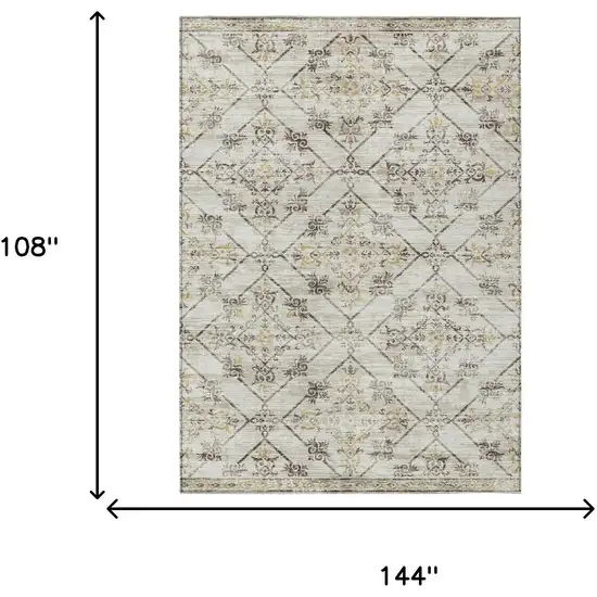 Beige And Sky Blue Geometric Washable Indoor Outdoor Area Rug Photo 8