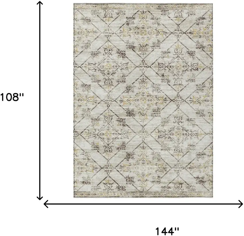 Beige And Sky Blue Geometric Washable Indoor Outdoor Area Rug Photo 8