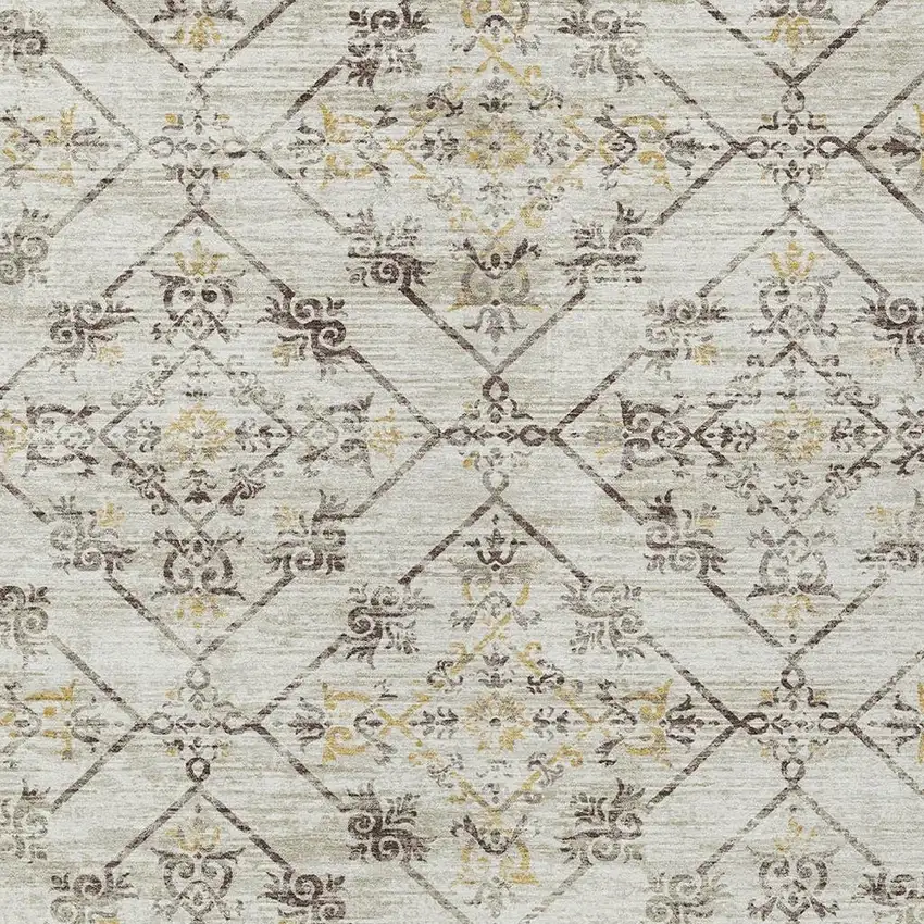 Beige And Sky Blue Geometric Washable Indoor Outdoor Area Rug Photo 5