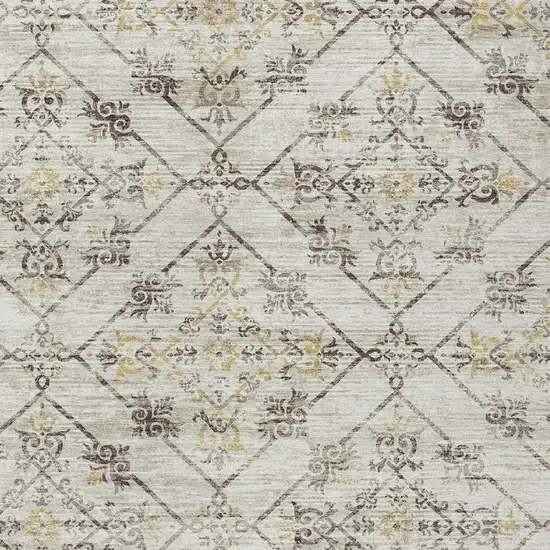 Beige And Sky Blue Geometric Washable Indoor Outdoor Area Rug Photo 3