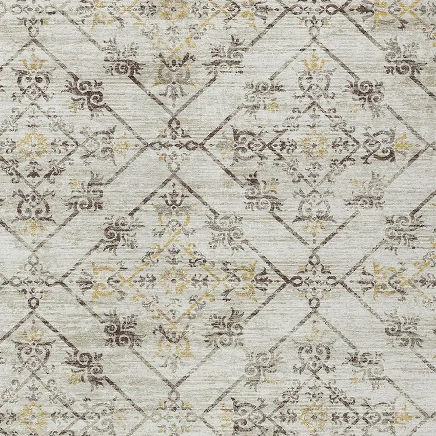 Beige And Sky Blue Geometric Washable Indoor Outdoor Area Rug Photo 3