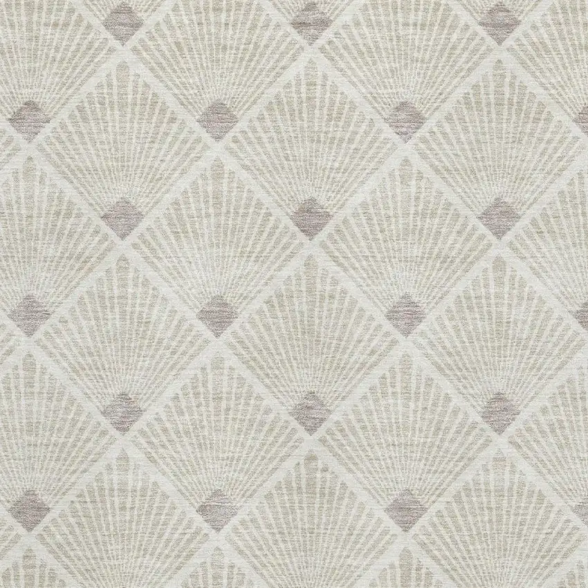 Beige And Tan Abstract Geometric Washable Area Rug With UV Protection Photo 3