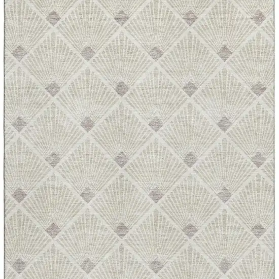 Beige And Tan Abstract Geometric Washable Area Rug With UV Protection Photo 4