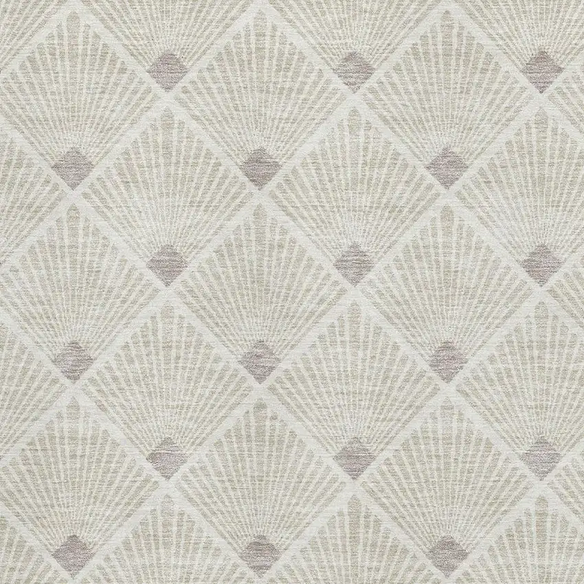 Beige And Tan Abstract Geometric Washable Area Rug With UV Protection Photo 3