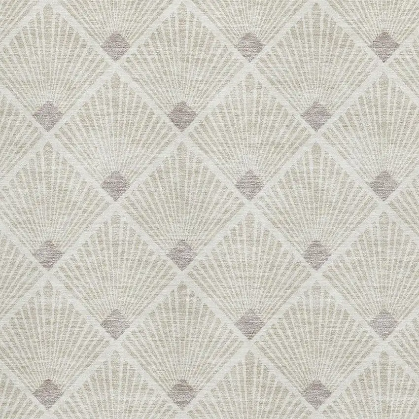 Beige And Tan Abstract Geometric Washable Area Rug With UV Protection Photo 3