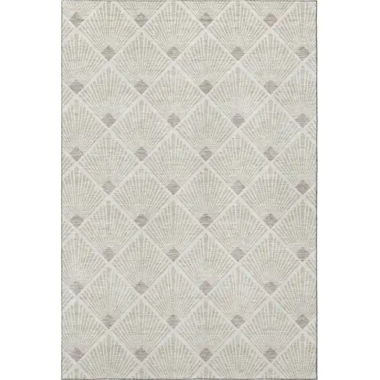 Beige And Tan Abstract Geometric Washable Area Rug With UV Protection Photo 4