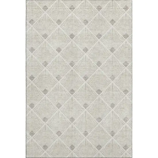 Beige And Tan Abstract Geometric Washable Area Rug With UV Protection Photo 1