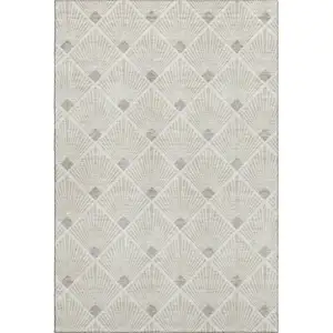Photo of Beige And Tan Abstract Geometric Washable Area Rug With UV Protection