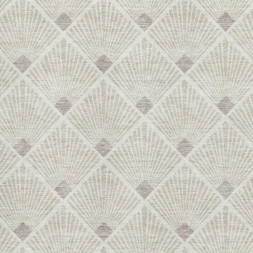 Beige And Tan Abstract Geometric Washable Area Rug With UV Protection Photo 3