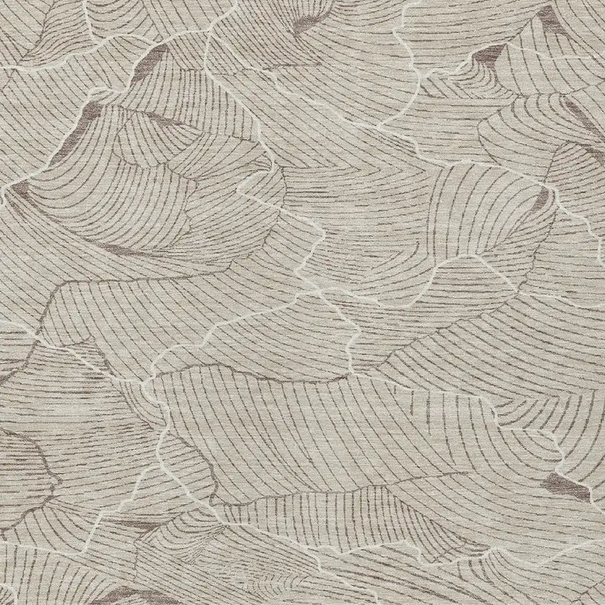 Beige And Tan Abstract Washable Indoor Outdoor Area Rug Photo 5