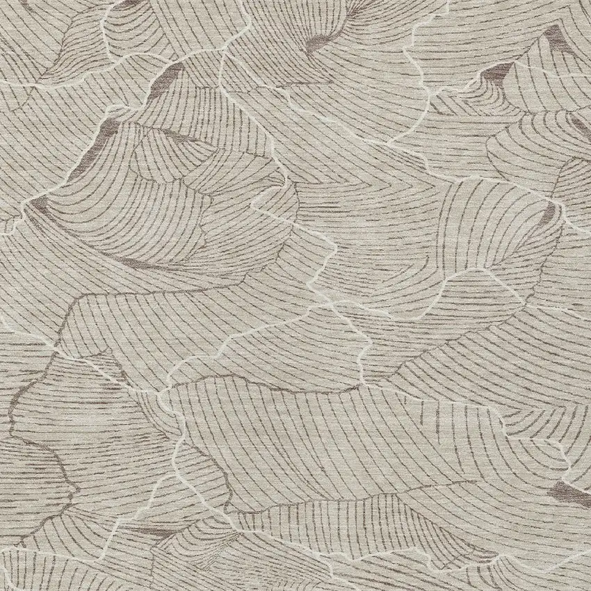 Beige And Tan Abstract Washable Indoor Outdoor Area Rug Photo 5