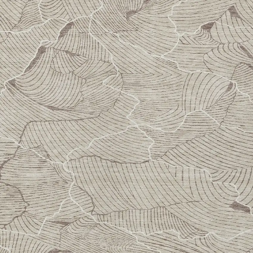 Beige And Tan Abstract Washable Indoor Outdoor Area Rug Photo 5