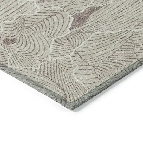 Beige And Tan Abstract Washable Indoor Outdoor Area Rug Photo 4
