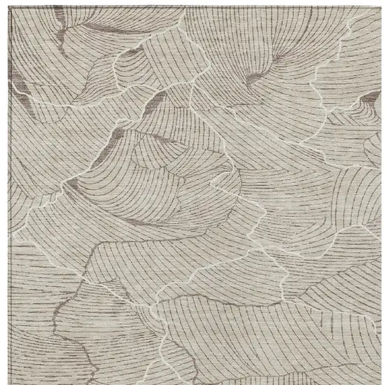 Beige And Tan Abstract Washable Indoor Outdoor Area Rug Photo 5