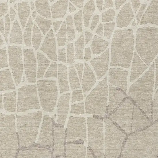 Beige And Tan Abstract Washable Indoor Outdoor Area Rug Photo 5