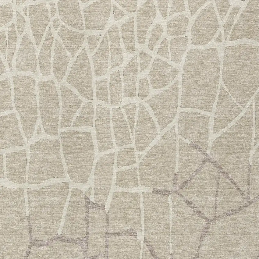 Beige And Tan Abstract Washable Indoor Outdoor Area Rug Photo 5