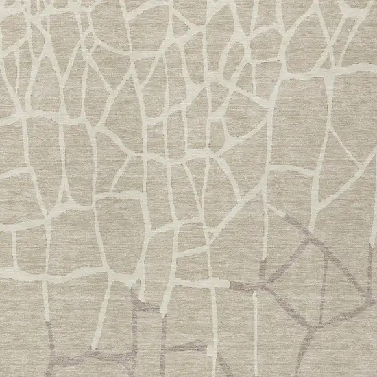 Beige And Tan Abstract Washable Indoor Outdoor Area Rug Photo 5