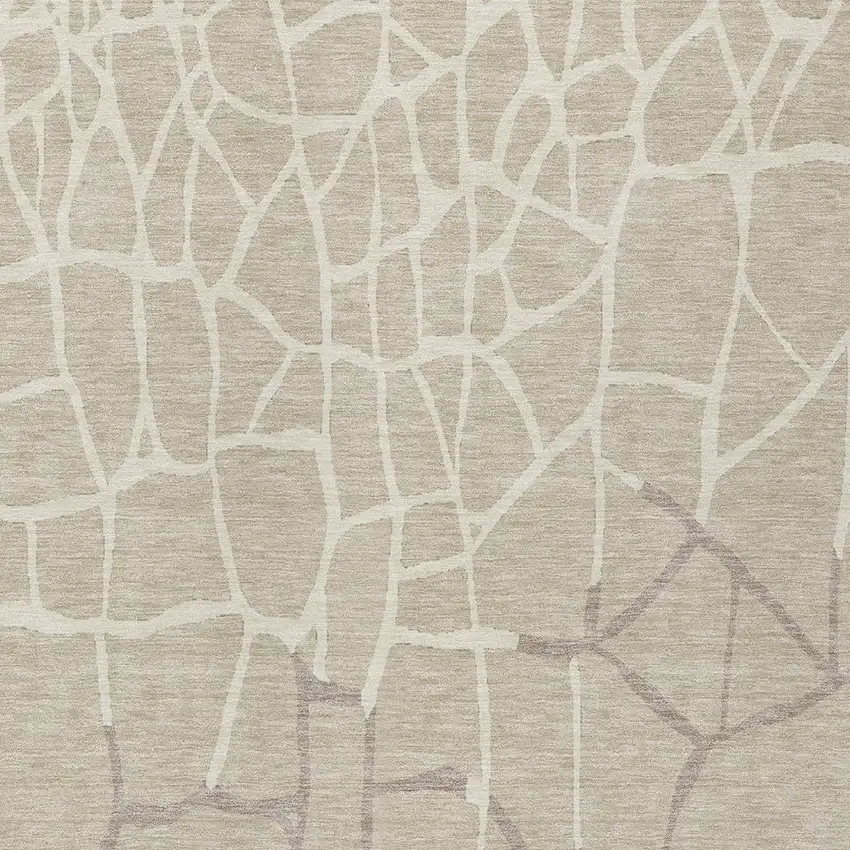 Beige And Tan Abstract Washable Indoor Outdoor Area Rug Photo 5