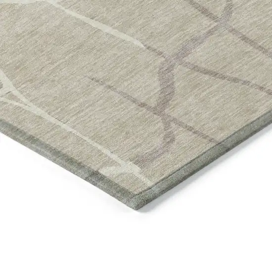 Beige And Tan Abstract Washable Indoor Outdoor Area Rug Photo 4