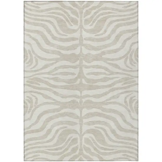 Beige And Tan Animal Print Washable Indoor Outdoor Area Rug Photo 2