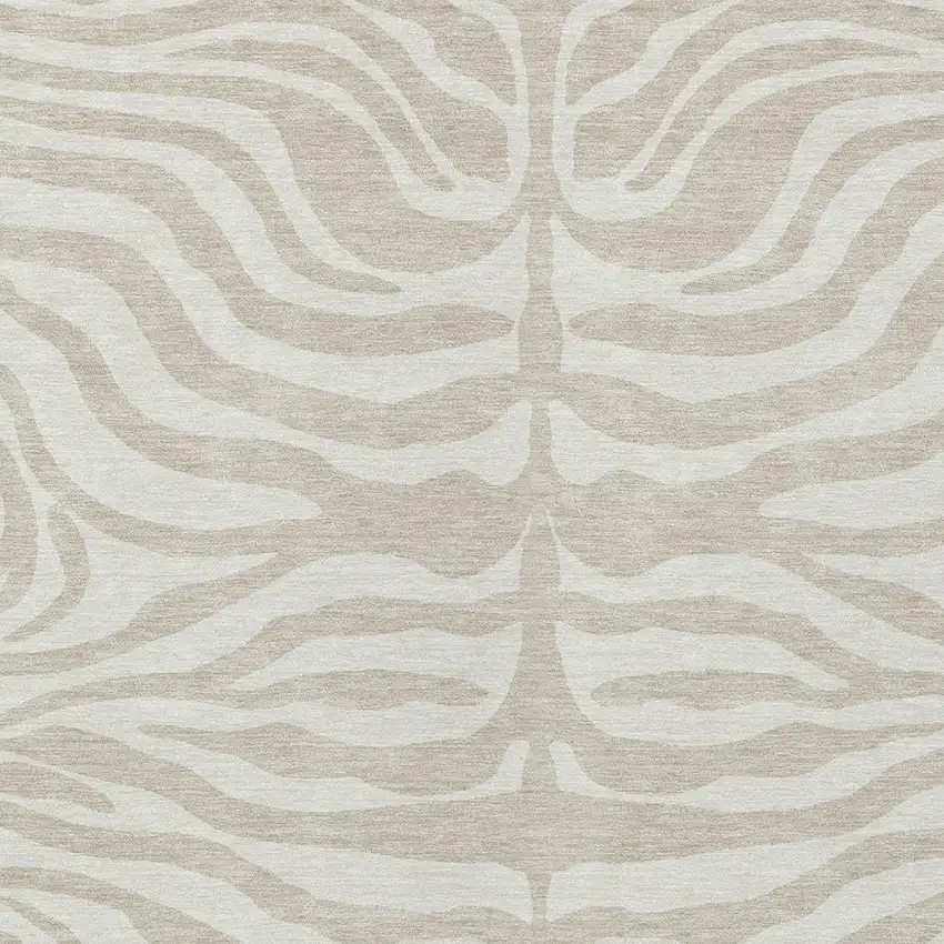 Beige And Tan Animal Print Washable Indoor Outdoor Area Rug Photo 5