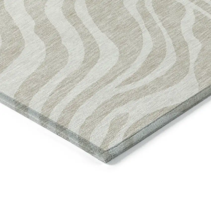 Beige And Tan Animal Print Washable Indoor Outdoor Area Rug Photo 4