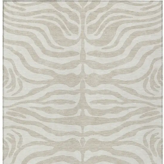 Beige And Tan Animal Print Washable Indoor Outdoor Area Rug Photo 6