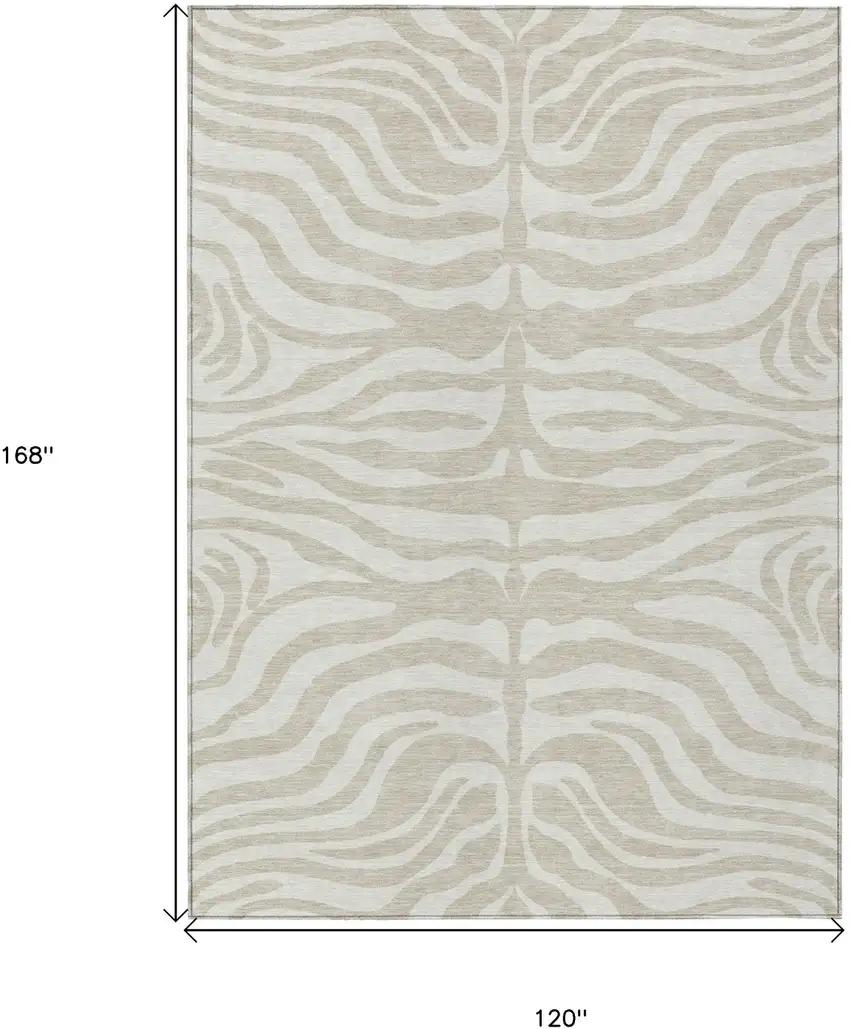Beige And Tan Animal Print Washable Indoor Outdoor Area Rug Photo 7