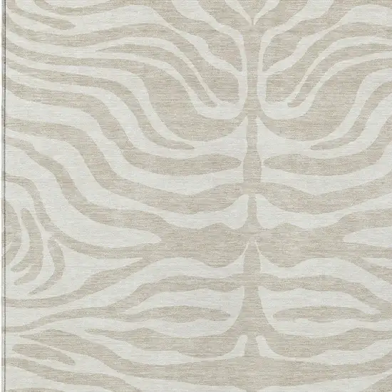 Beige And Tan Animal Print Washable Indoor Outdoor Area Rug Photo 5