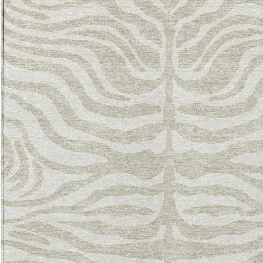 Beige And Tan Animal Print Washable Indoor Outdoor Area Rug Photo 5