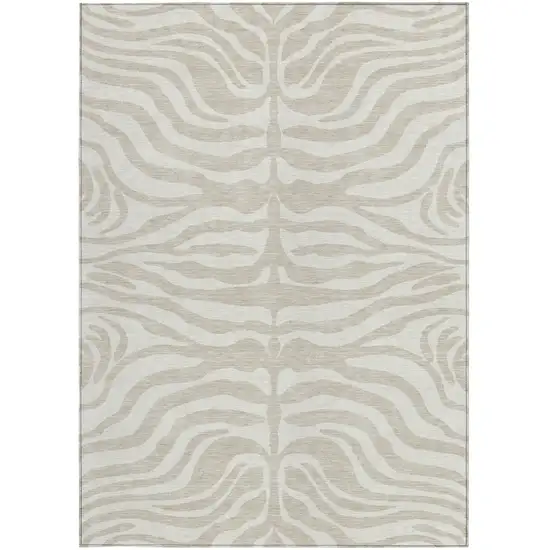 Beige And Tan Animal Print Washable Indoor Outdoor Area Rug Photo 6