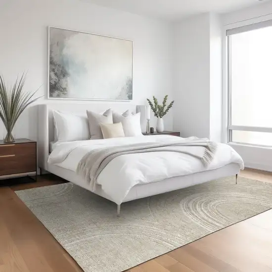 Beige And Tan Geometric Washable Indoor Outdoor Area Rug Photo 6