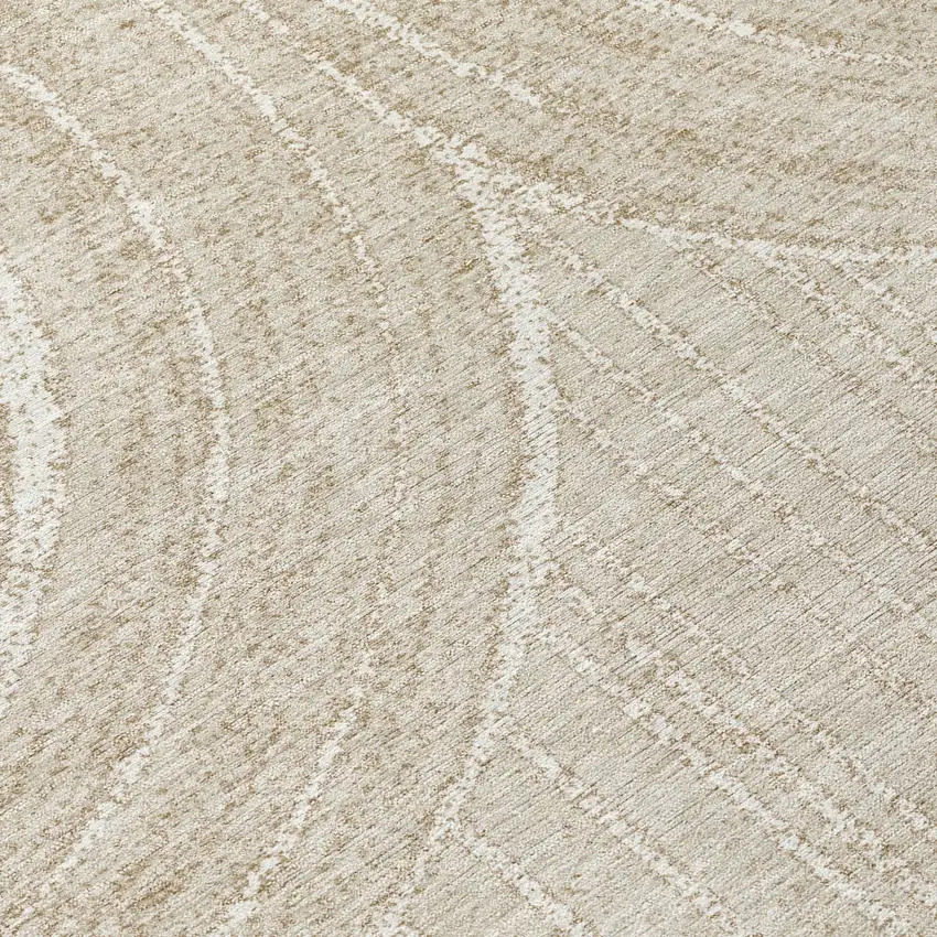 Beige And Tan Geometric Washable Indoor Outdoor Area Rug Photo 1