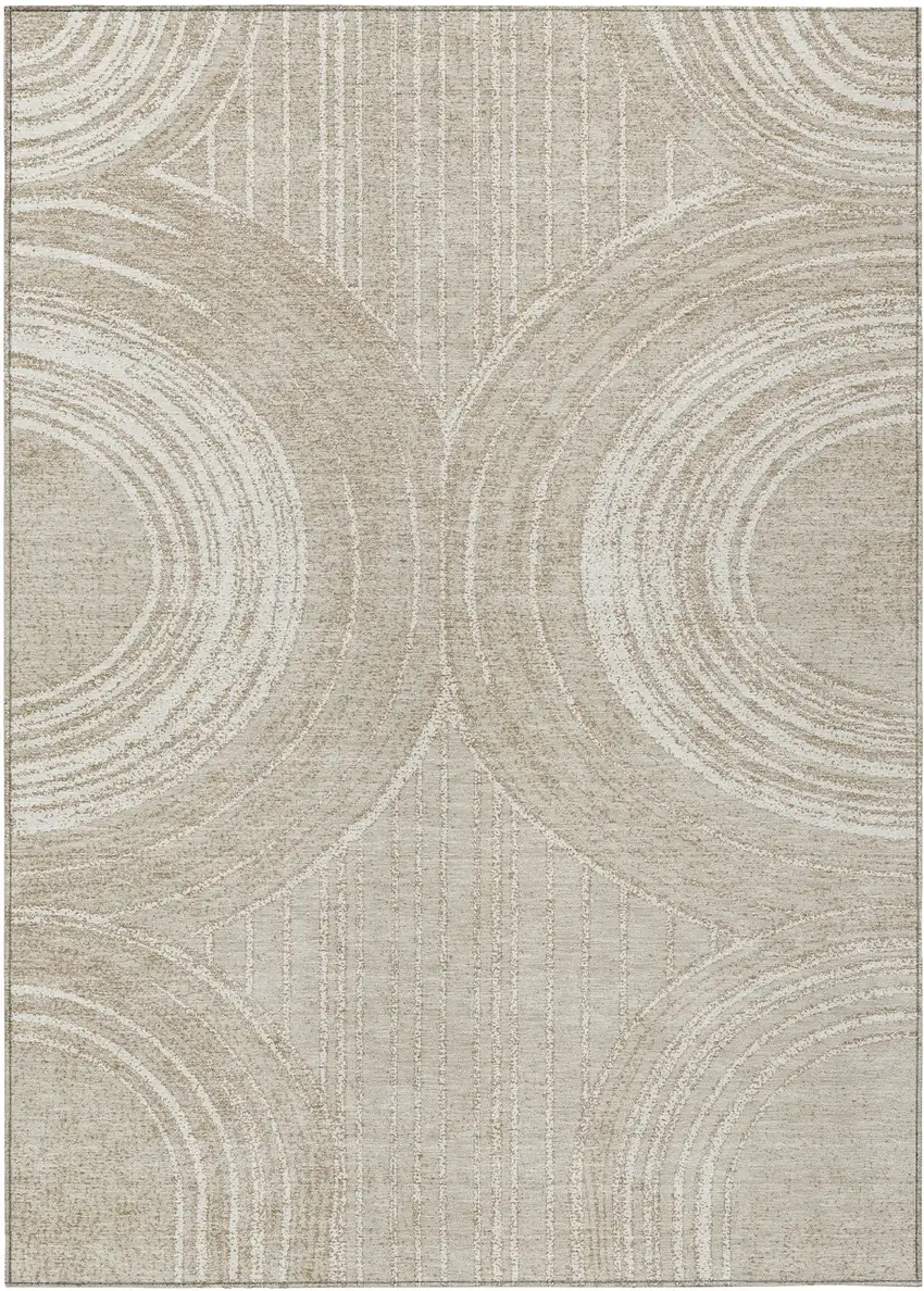 Beige And Tan Geometric Washable Indoor Outdoor Area Rug Photo 8