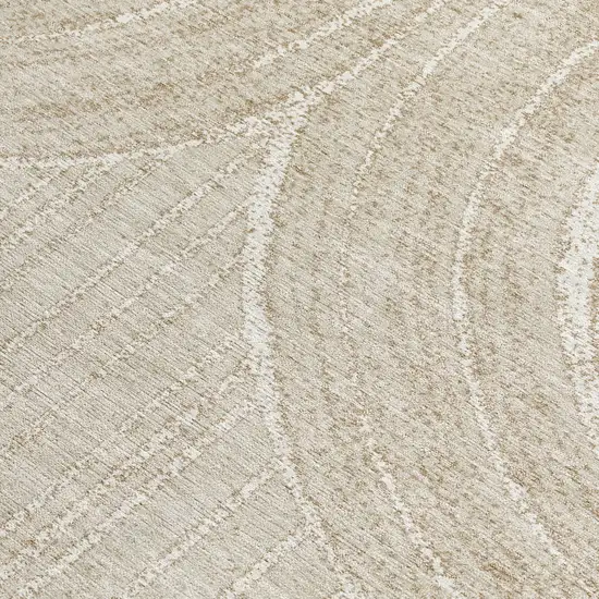 Beige And Tan Geometric Washable Indoor Outdoor Area Rug Photo 3