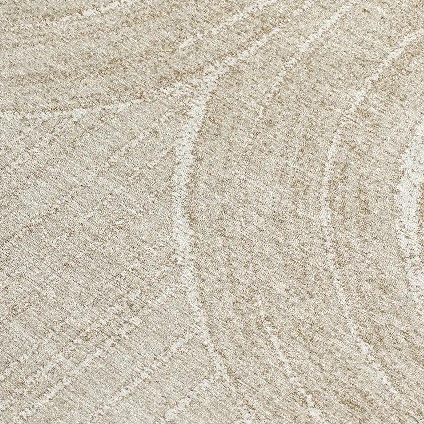 Beige And Tan Geometric Washable Indoor Outdoor Area Rug Photo 3