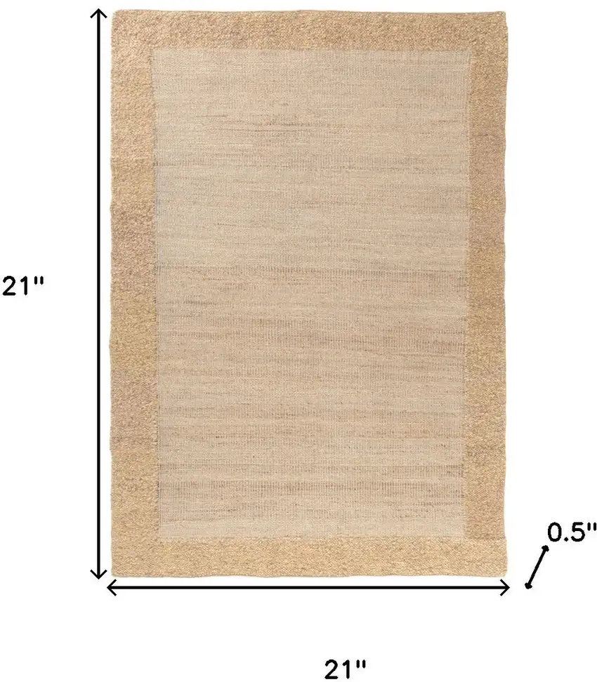 Beige And Tan Hand Woven Square Rug Photo 3