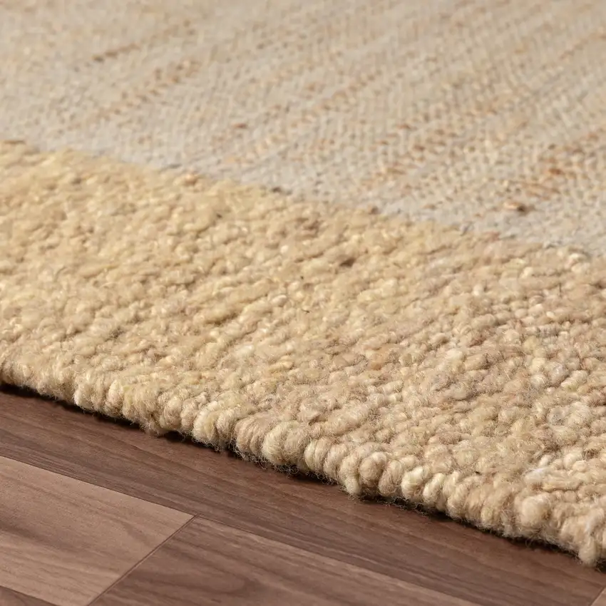Beige And Tan Hand Woven Square Rug Photo 6
