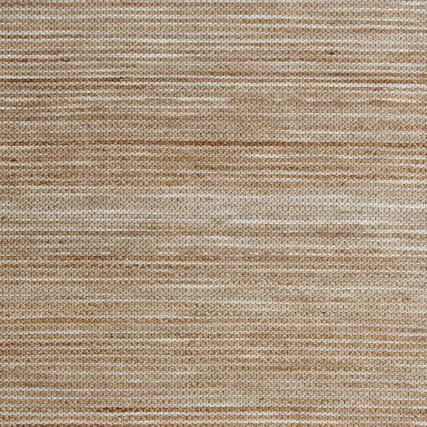 Beige And Tan Jute Striped Hand Woven Square Rug Photo 3