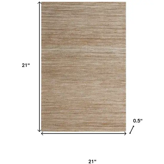 Beige And Tan Jute Striped Hand Woven Square Rug Photo 9