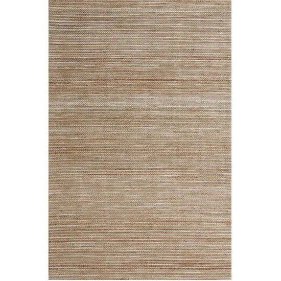 Beige And Tan Jute Striped Hand Woven Square Rug Photo 2