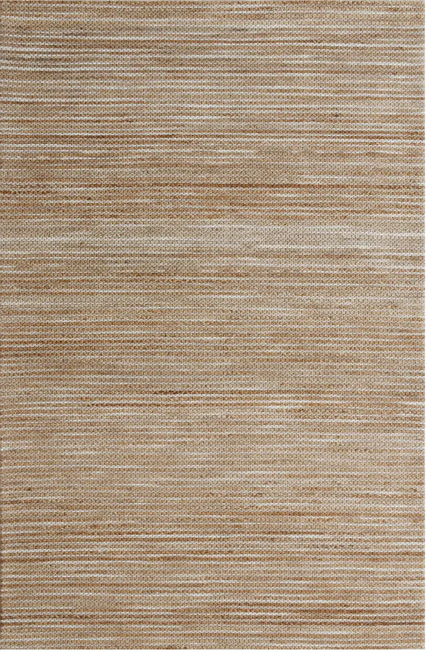 Beige And Tan Jute Striped Hand Woven Square Rug Photo 2