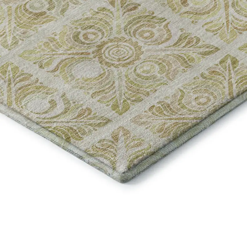 Beige And Tan Medallion Washable Area Rug With UV Protection Photo 8
