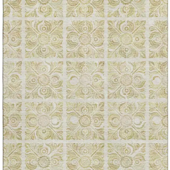 Beige And Tan Medallion Washable Area Rug With UV Protection Photo 4